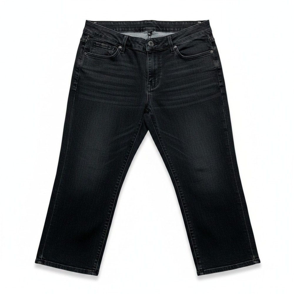 Faded Glory Womens 16 Black Denim Cropped Jeans Casual Boho Capri‎ Pants